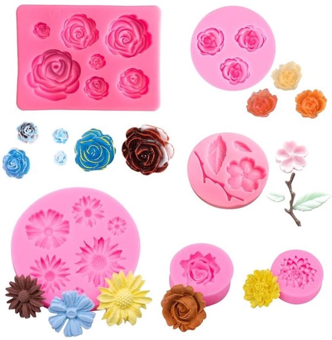 Allecto - Siliconen mallen bloemen - 6-delige bakvorm set