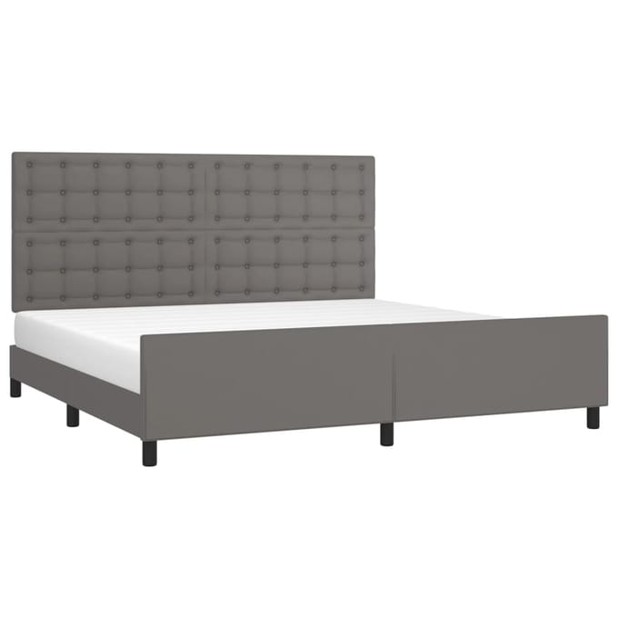 vidaXL - Bedframe - met - hoofdbord - kunstleer - grijs - 200x200 - cm