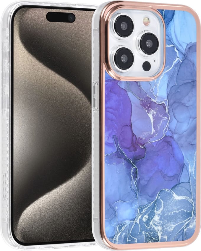 iPhone 15 Plus TPU Back Cover hoesje - Marble Purple