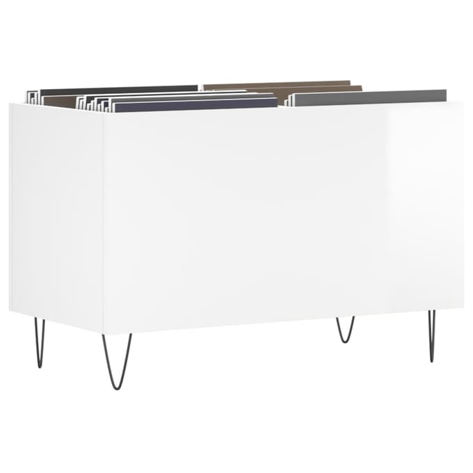 vidaXL - Platenkast - 74,5x38x48 - cm - bewerkt - hout - hoogglans - wit