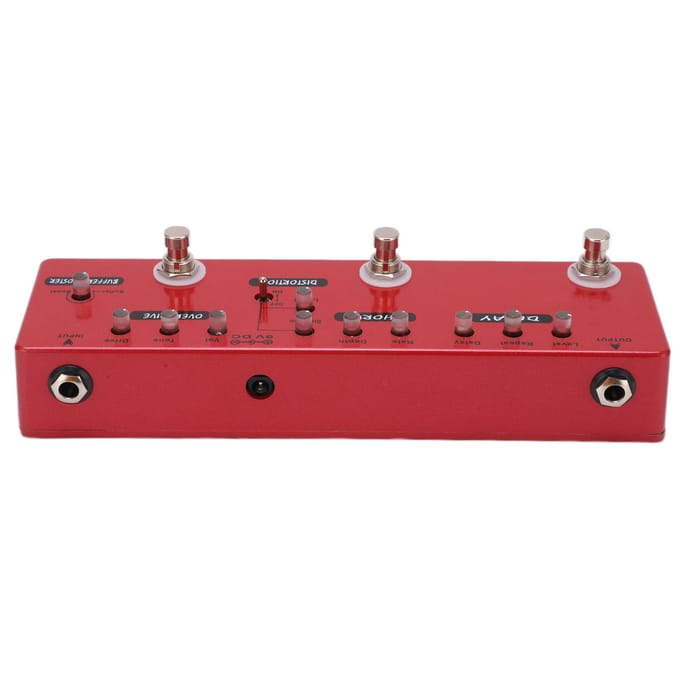 Gitaarpedaal Multi-effecten Metaal Allin1 True Bypass Buffer voor Elektrische Bas DC 9V red