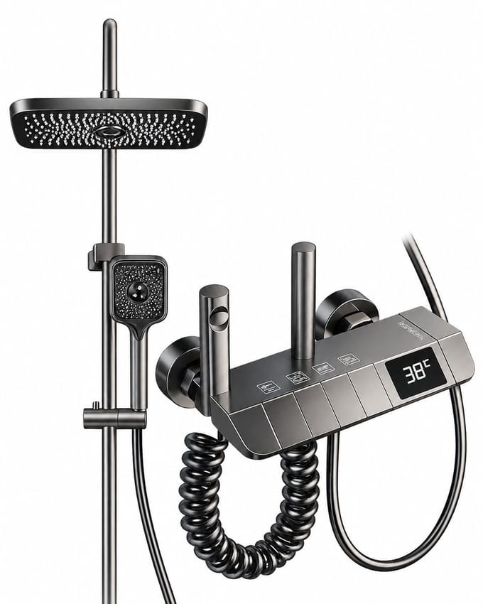 Innovastore Douchesysteem - Doucheset - Regendouche - Handdouche - Thermostaatkraan - Verstelbaar - Digitale display - Grijs
