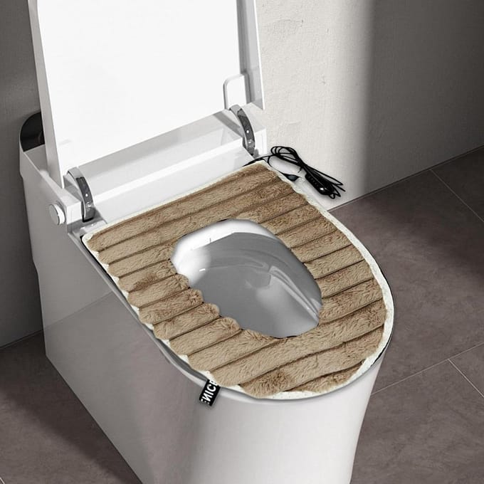 Verwarmd Toiletzitting - Zachte Deksel - Comfort Verhogend - Instelbare Temperatuur - 44 x 37 cm - Khaki