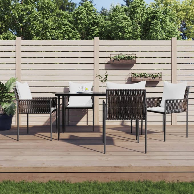 vidaXL - 5-delige - Tuinset - met - kussens - poly - rattan - en - staal