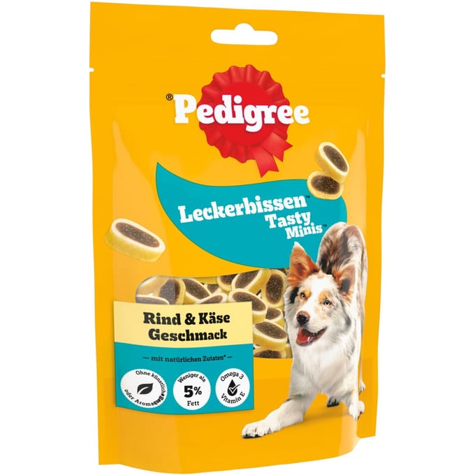 3x140g Tasty Mini's Cheesy Bites Kaas & Rund Pedigree Hondensnacks