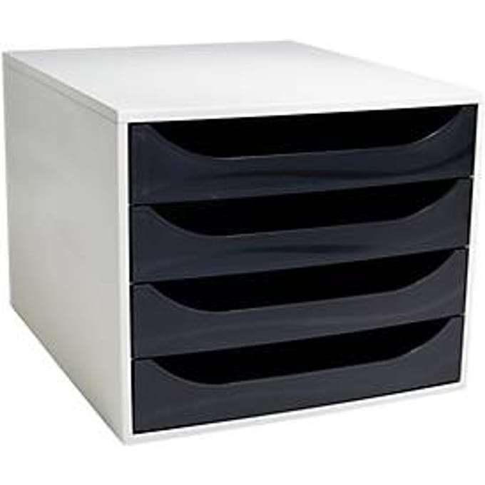 Exacompta ECOBOX ladebox 4 laden frambooskleurig, A4/A4+, open front, stil, veiligheidsstop
