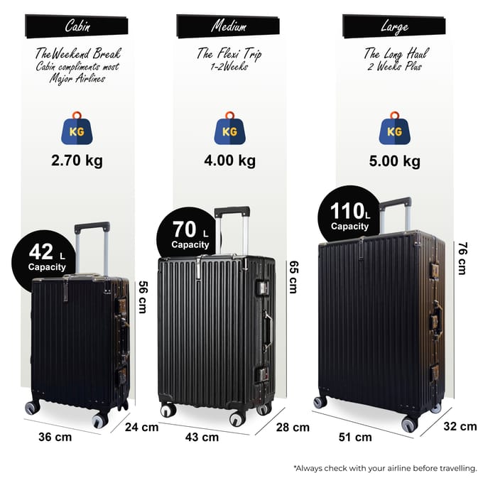 Zwarte hardshell koffer Dubbele 4-wiel ABS bagage Cabinekoffers