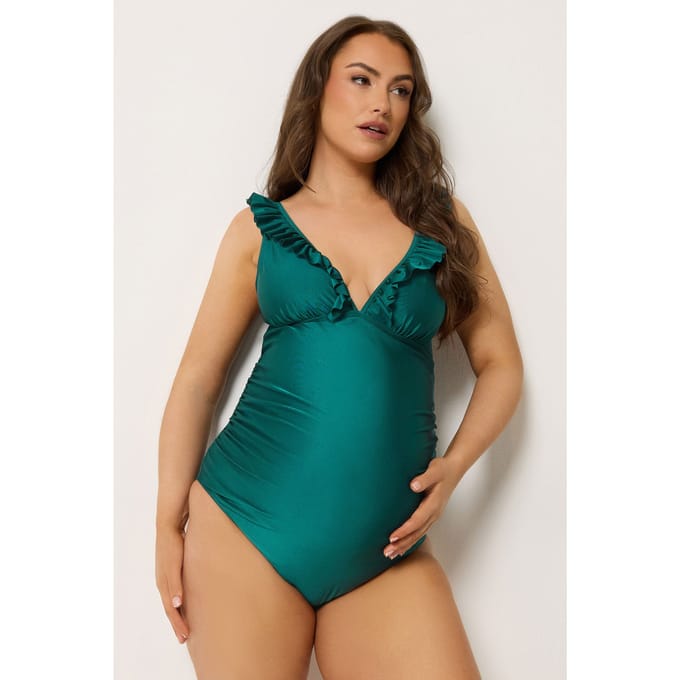 Bump It Up Maternity Groen Badpak Met Ruches En Strik Op De Rug Size 44