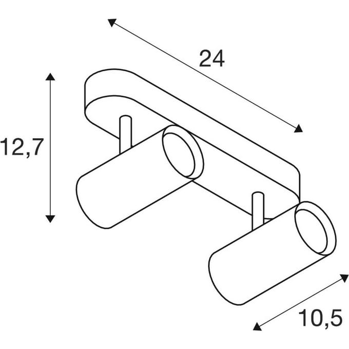 SLV LED plafondspot Noblo, zwart, 3.000 K, lengte 24 cm