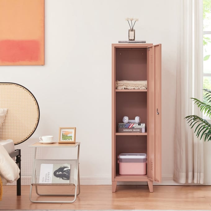 Lockerkast Kurikka metaal 137x38x38 cm lichtbruin [en.casa]