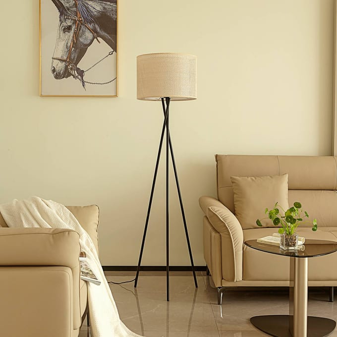 Lindby - vloerlamp - 1licht - PVC, textiel, kunststof - H: 158 cm - E27 - beige