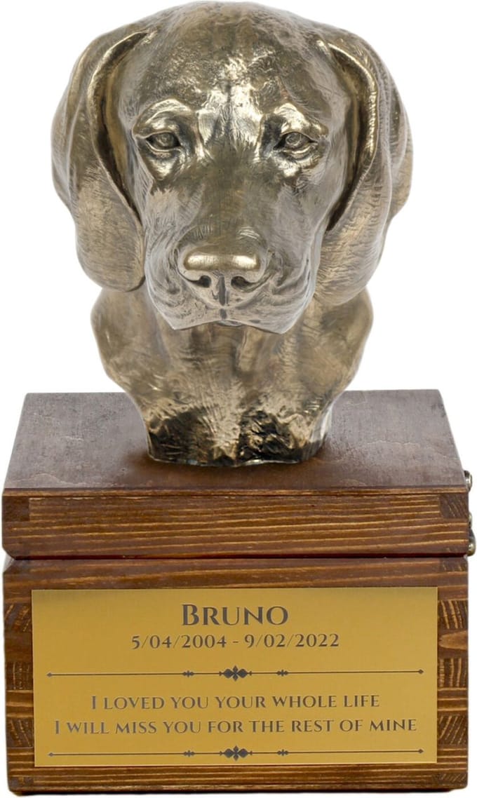 Bavarian Mountain Hound urn hond met hondenbuste - gepersonaliseerde hondenurn