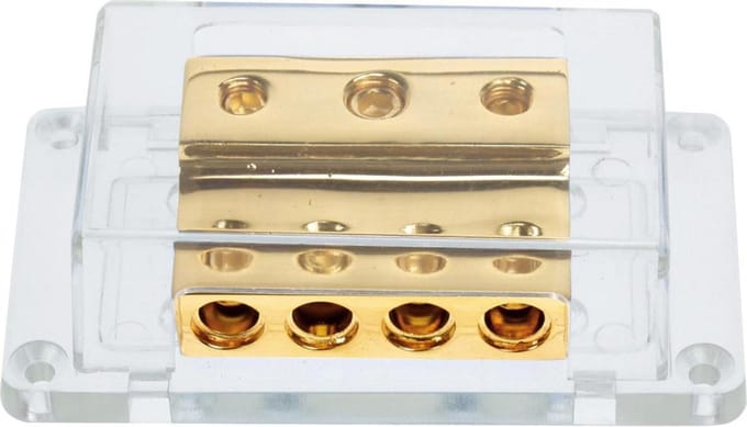 Power distribution block (gold) 1x50mm² + 2x20mm² / 4x20mm²