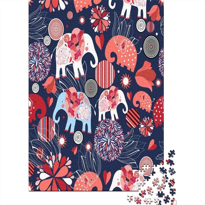 Olifant Puzzel - 1000 Stukjes - Ontspanning - Gerecycled Karton - 75x50 cm