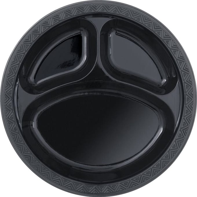 6 plastic portieborden, zwart, 25 cm