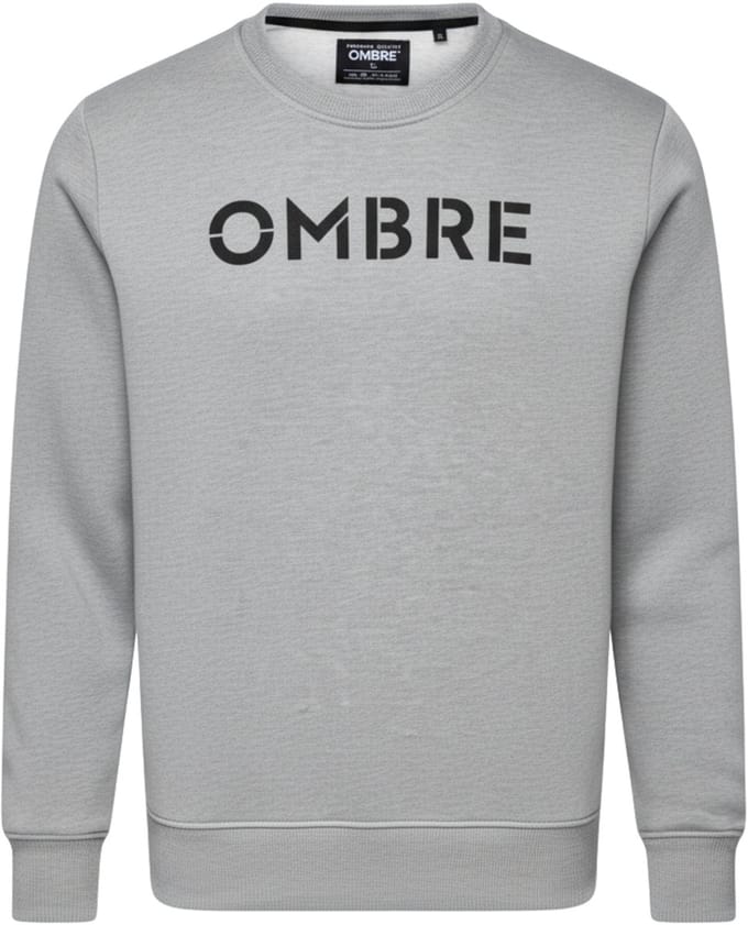 OMBRE Sweater - Regular Fit - Katoen - Lange Mouw Lichtgrijs Gemêleerd M