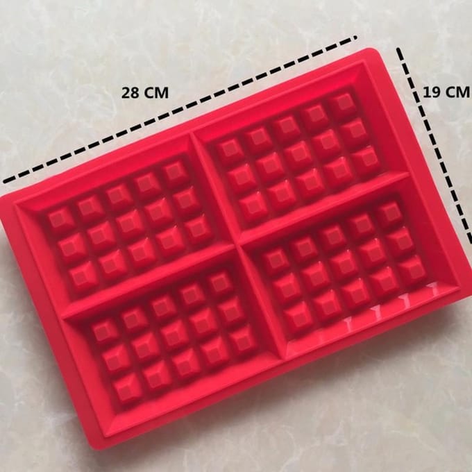 BukkitBow - Siliconen Wafelvorm voor Oven - Wafel Bakvorm voor 4 Wafels - Vaatwasserbestendig - Rood