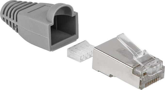 RJ45 stekker + tule - Cat 5e - Grijs - 10 stuks - Allteq