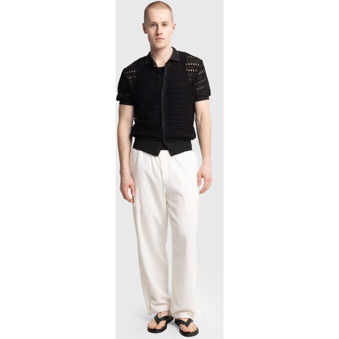 Gestructureerde Gebreide Poloshirt met Knopsluiting