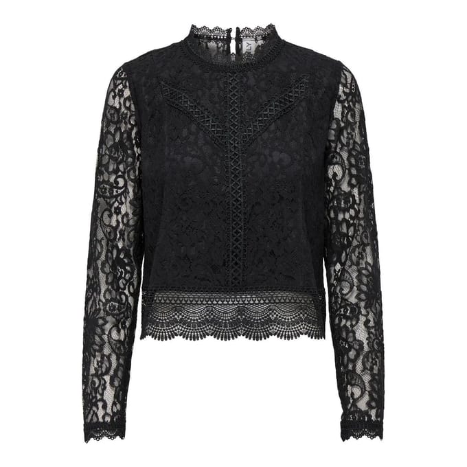 ONLY ONLNEW KARO LS LACE TOP WVN Dames Top - Maat M