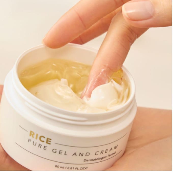 BEDANKT BOER Rijst Pure Gel en Crème 80ml 2-in-1 Dubbele Crème Koreaanse Rijst Hydraterende Verstevigende Voedende Moisturizer beige