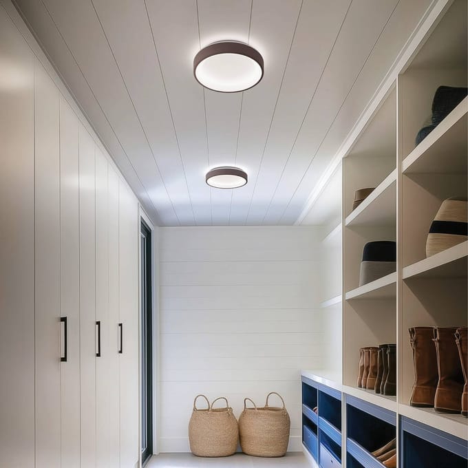 Linea Light LED wandlamp Iside, bruin, metaal, Ø 35 cm, IP40