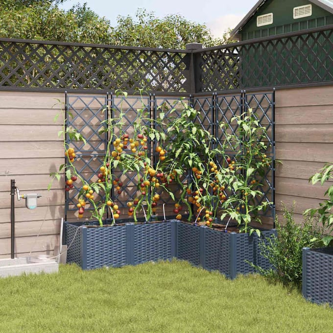 vidaXL - Plantenbak - 5 - st - Grijs - 120 - x - 120 - x - 142 - cm - PP