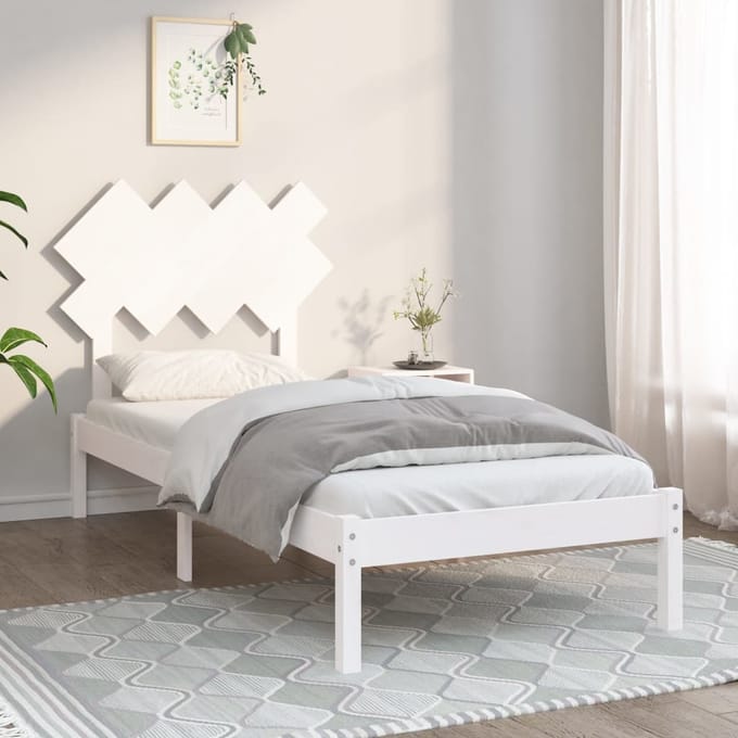 vidaXL - Bedframe - massief - hout - wit - 90x200 - cm