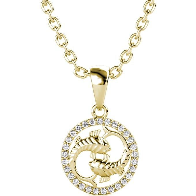 Vissen Zodiac hangers - Goud en kristal