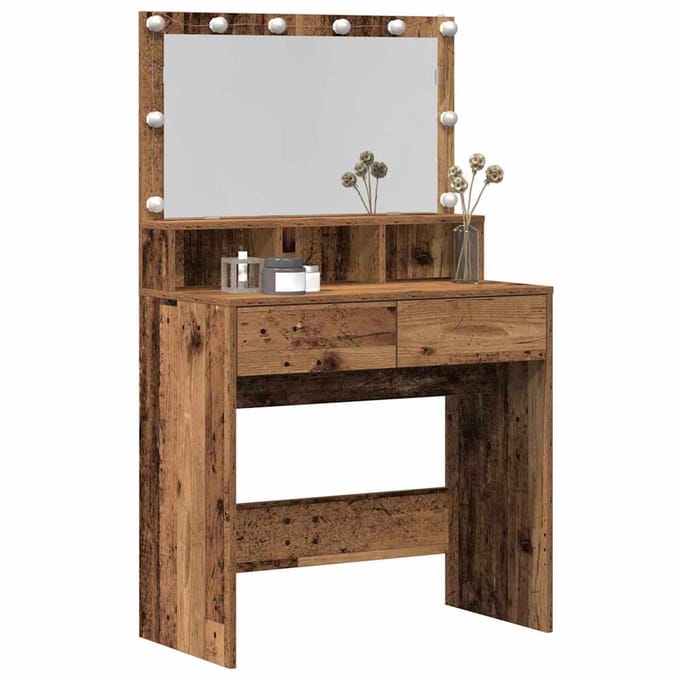 vidaXL - Kaptafel - Oudhout - 80 - x - 41 - x - 134,5 - cm - Bewerkt - hout