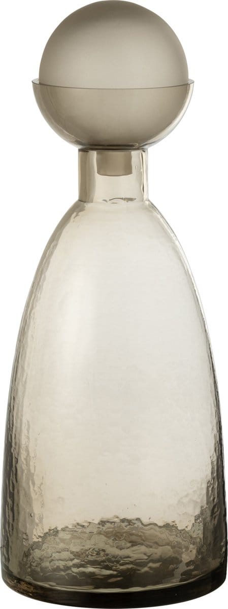 J-Line vaas Fles + Dop Yara - glas - greige - large - 43 cm hoog