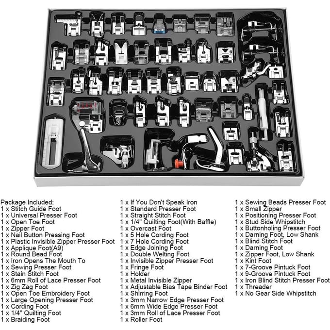 52pcs set Stitch Walking Foot Presser Feet Kit Household Multi functional Sewing Machine Part black