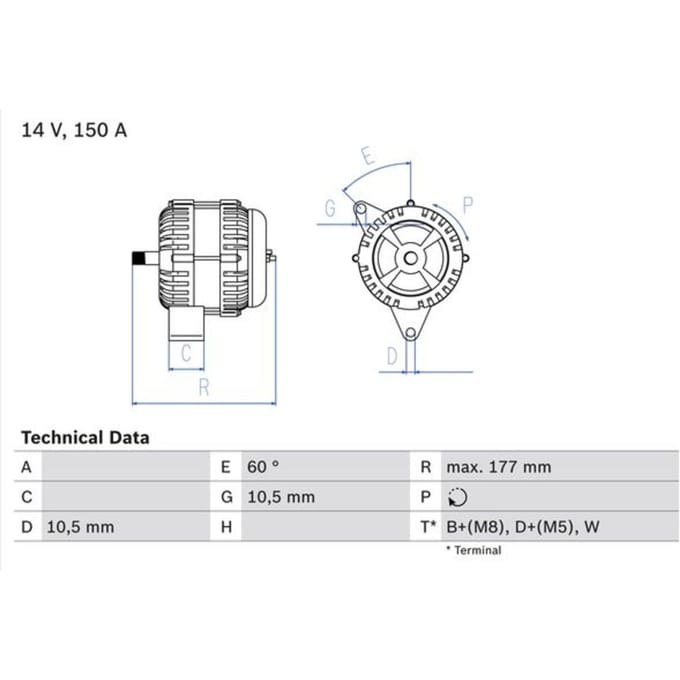 Driefasige generator BOSCH 0 986 047 210