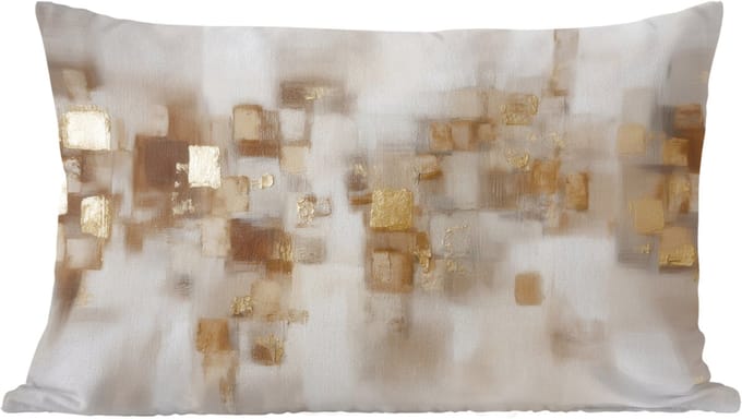 Sierkussens - Kussentjes Woonkamer - 60x40 cm - Abstracte vierkanten - Aardetonen - Mistig