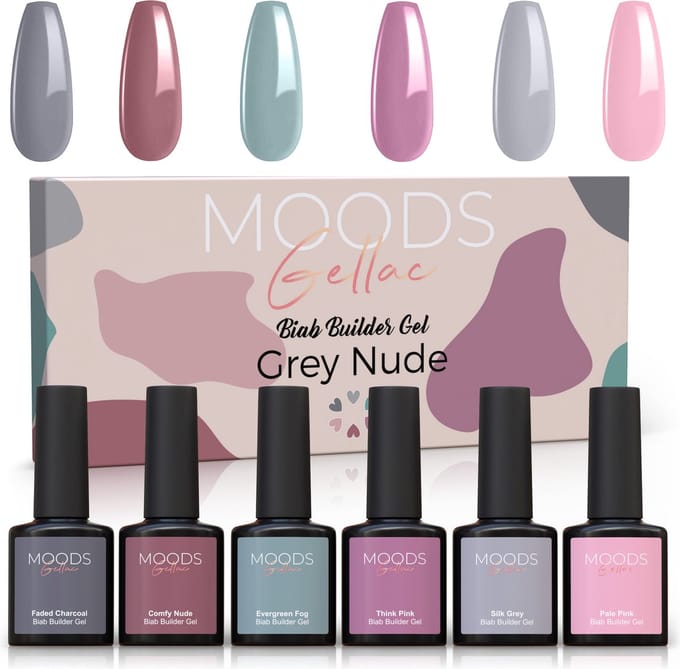 Moods Gellac BIAB - Builder in a Bottle – BIAB Nagel Builder Gel - Grey Nude - HEMA & TPO Free