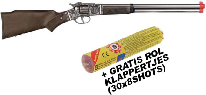 Gonher Speelgoed klappertje geweer cowboy 8 schoten zilver