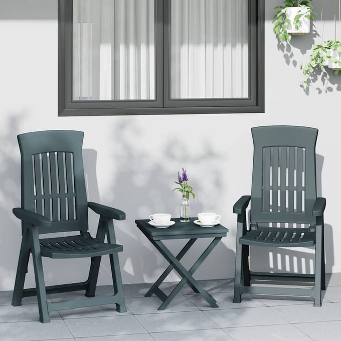 vidaXL - Opklapbare - ligstoelen, - 2 - stuks, - groen - PP