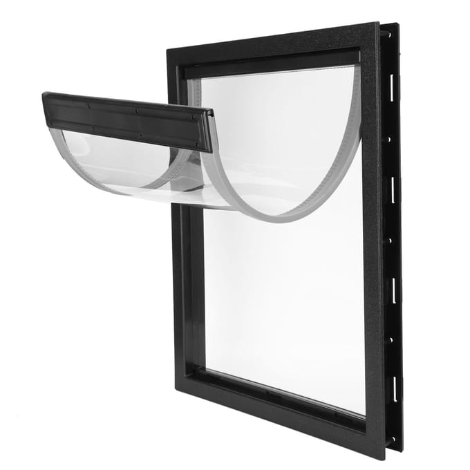 Porte d'installation amovible en plastique pour animaux de compagnie, grande taille et taille moyenne, aimant intégré(noir ) noir