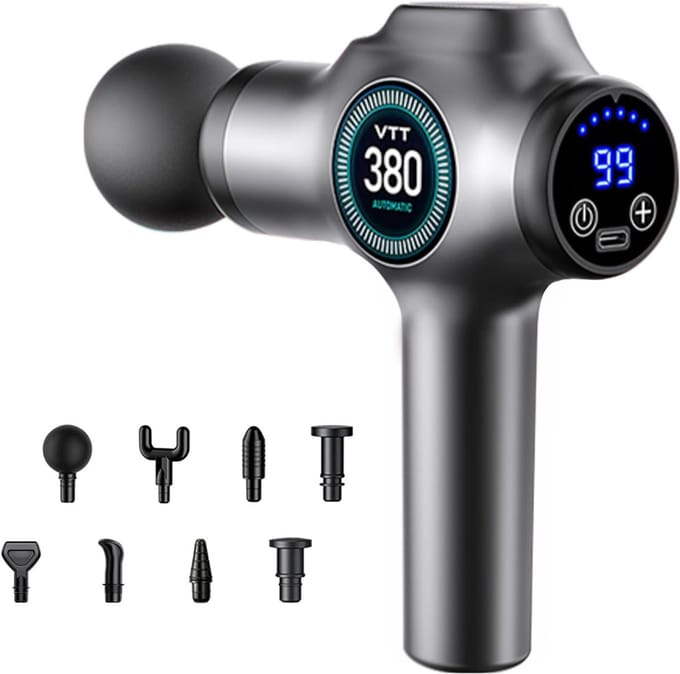 TIM® Massage Gun - Massage Pistool - Massage Gun Professioneel - Massage-gun - Grijs - 5cm x 3cm x 8cm
