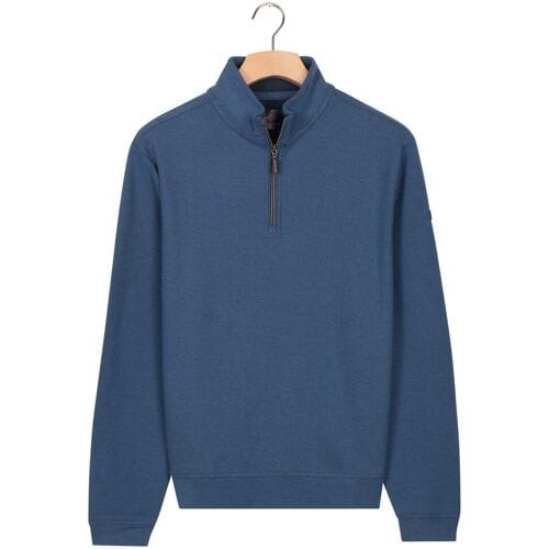 Baileys Trui Sweat Half Zip Jacquard Fabric Fine Allover Texture Delft Blue / male