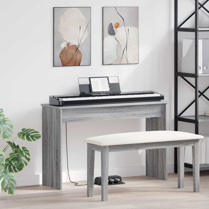 vidaXL - Keyboardstand - Grijs - Sonoma - 100 - x - 32 - x - 64 - cm - Bewerkt - hout