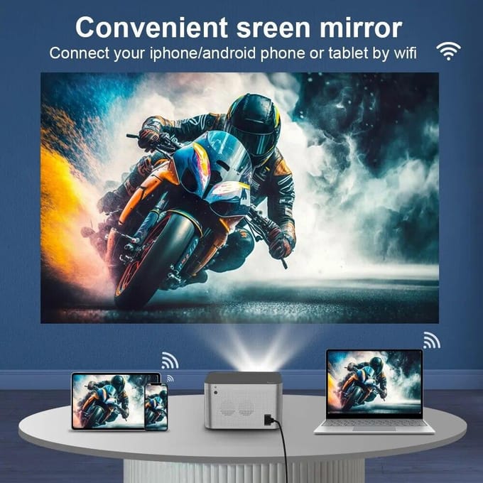 Projecteur Home cinéma Portable HY350 580 ANSI, Android11, 4K, 1920x1080P, Wifi 6, commande vocale, mise au point électronique, BT5.0 witch EU Plug grise