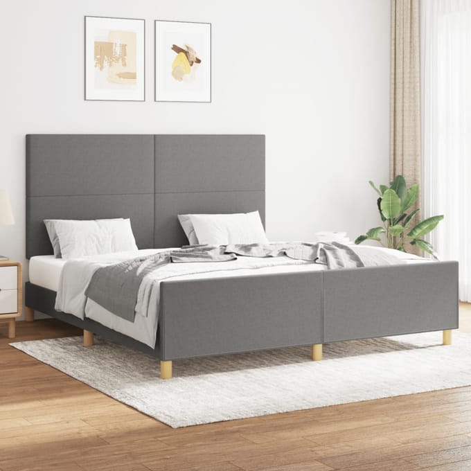 vidaXL - Bedframe - zonder - matras - stof - donkergrijs - 160x200 - cm