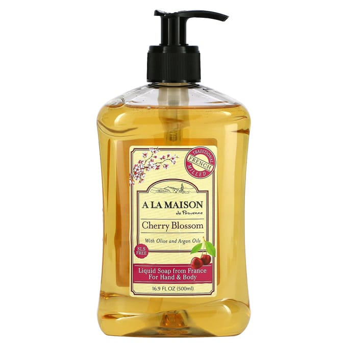 A La Maison de Provence, Hand & Body Liquid Soap, Cherry Blossom, 500 ml (16.9 fl oz) beige