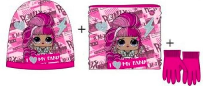 LOL Surprise - Winterset - Muts / Sjaal / Handschoenen - Roos - Multi - 52 cm