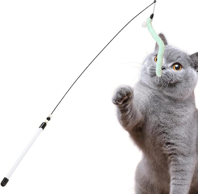 Kattenhengel - Speelstok - Interactief Spel - Extra Lange Reikwijdte - 80 cm - Multicolor