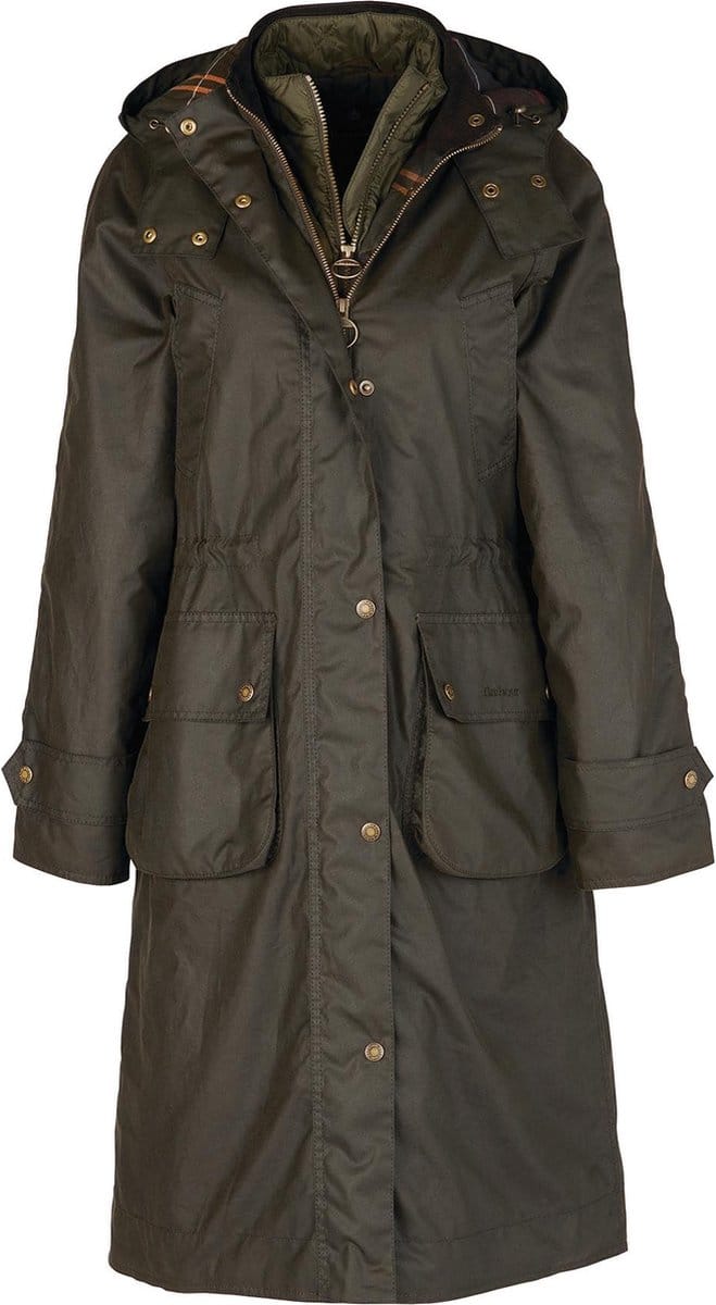 Barbour Long Cannich Waxcoat Women´s (Maat - 12, Kleur - Olive/Classic)