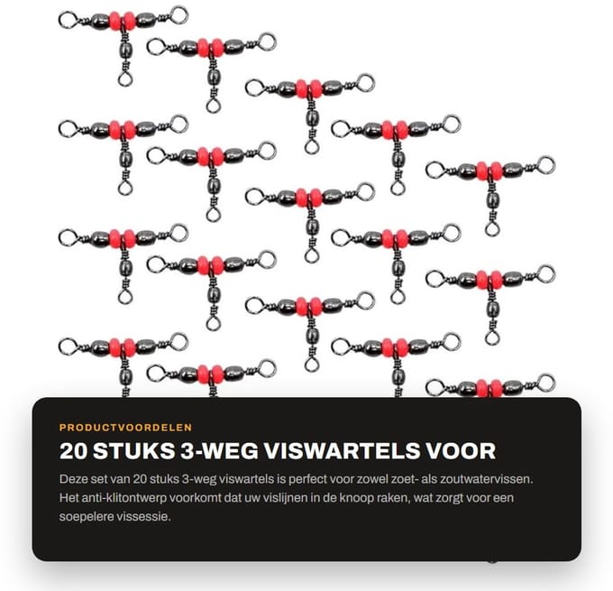 Dailygoods - 20 Stuks 3-Weg Viswartels voor Effectief Vissen