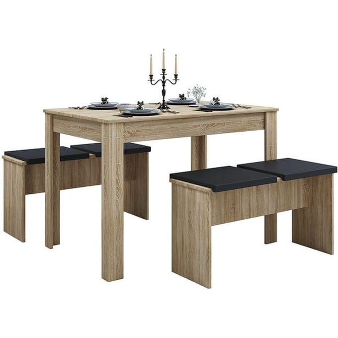 Esal eethoek Eettafel en 2 bankenSonoma eiken decor.
