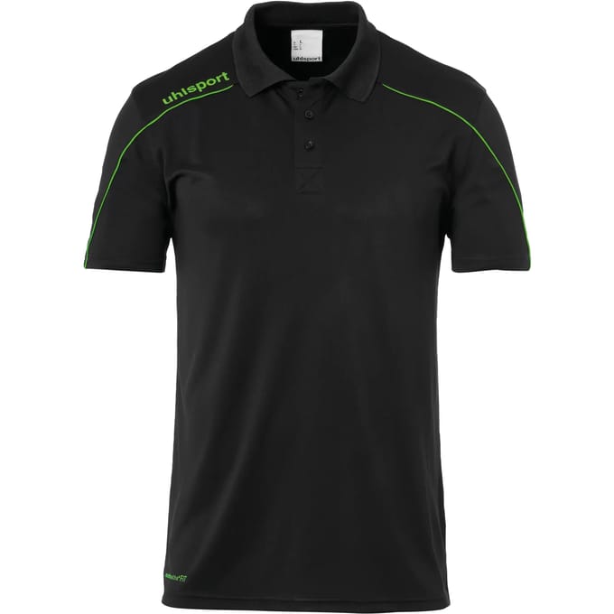 Uhlsport Stream 22 Polo Heren - Zwart / Fluo Groen | Maat: S